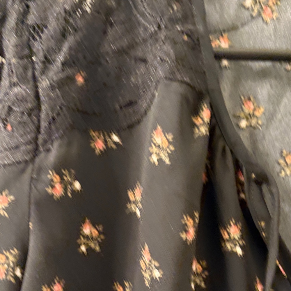 New York & Company Black Blouse with Pink Floral Pattern - Picture 3 of 9